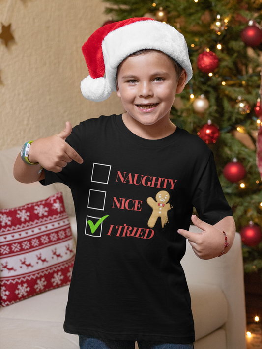 Kid's Naughty/Nice/I-Tried T-Shirt