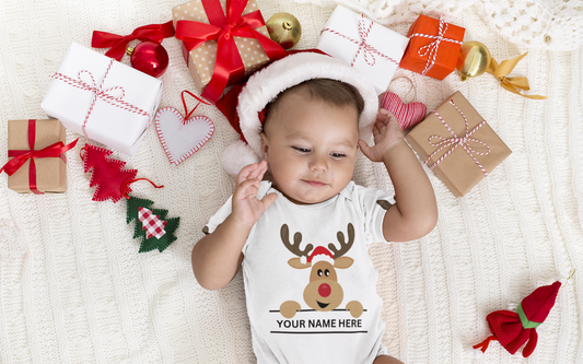 Personalised Reindeer Baby Bodysuit